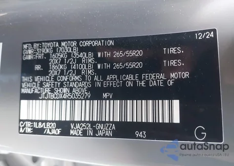 2024 Lexus Gx 550 Premium+ from USA, damaged, VIN JTJTBCDX4R5035279